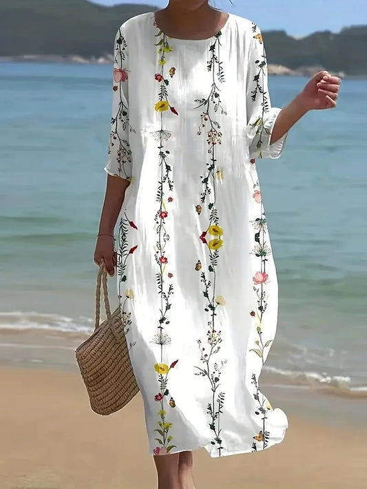 Women's Maxi Dress Linen Like Breathable Lightweight Boho