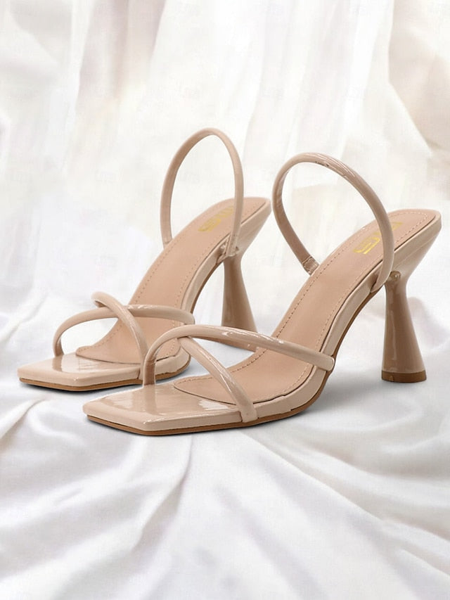 Strappy Toe – Design with Sandals Beige Heeled Square