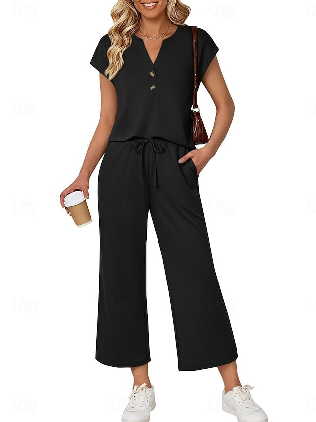 Women's Pants Sets Bolero Top Short Sleeve Crew Neck Solid