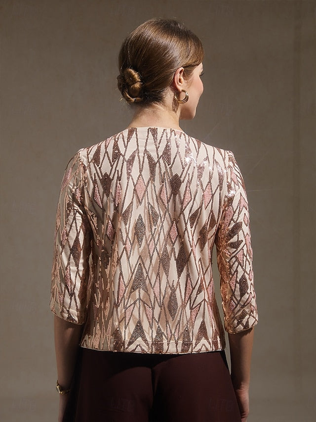 Women's Sequin Tops Sequins Embroidered Glitter Geometric