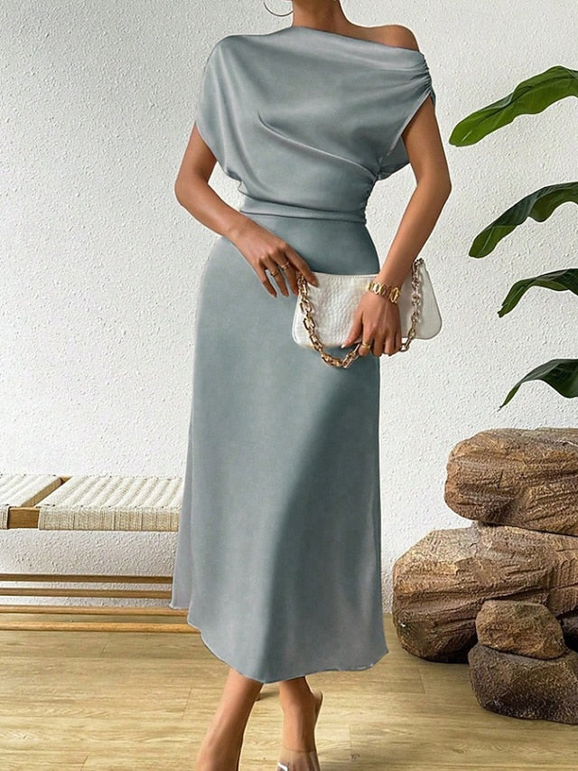 Women's Midi Dress Satin Dress Party Dress Cocktail Dress