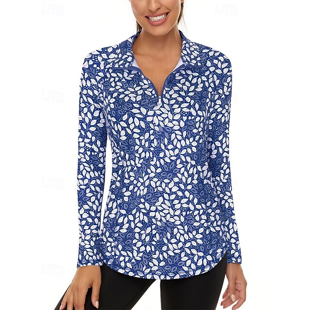 Women's Floral Golf Polo Shirt Tennis Shirt Long Sleeve