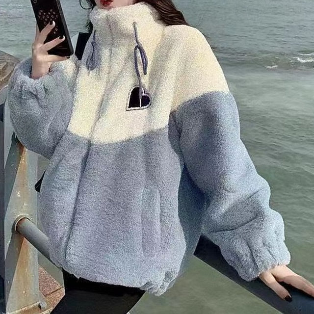 Women's Fuzzy Fleece Jacket Winter Coat with Pockets Long