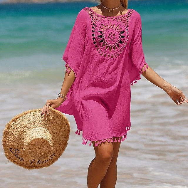 Women's Swimwear Cover Up Swim Dress Swimsuit Crochet