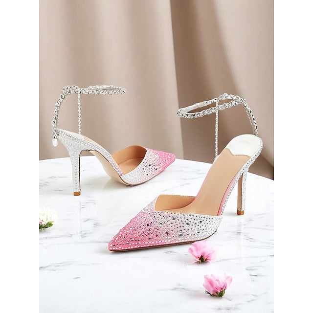 Crystal with - Women's Heels Gradient Stiletto Slingback