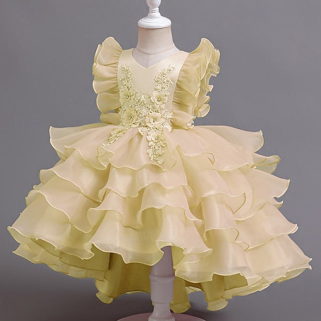 Dress Floral Kids Girls' Asymmetrical Party