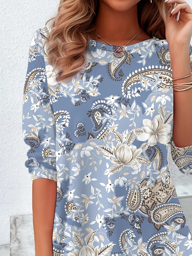 Women's Blouse Print Floral Graphic Paisley Vintage