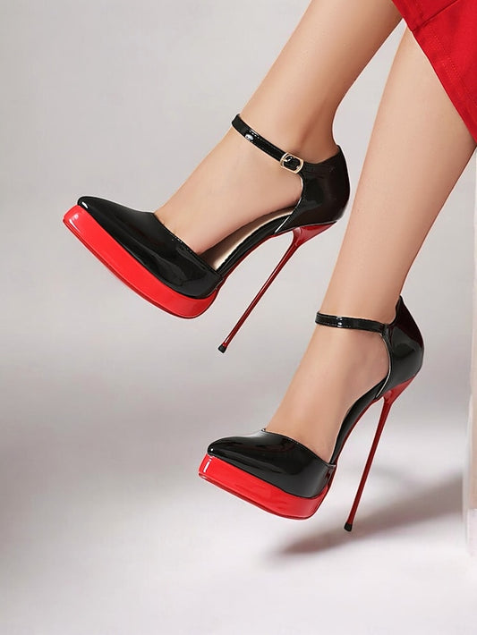 Stiletto and Red Black Patent Platform Women's Leather