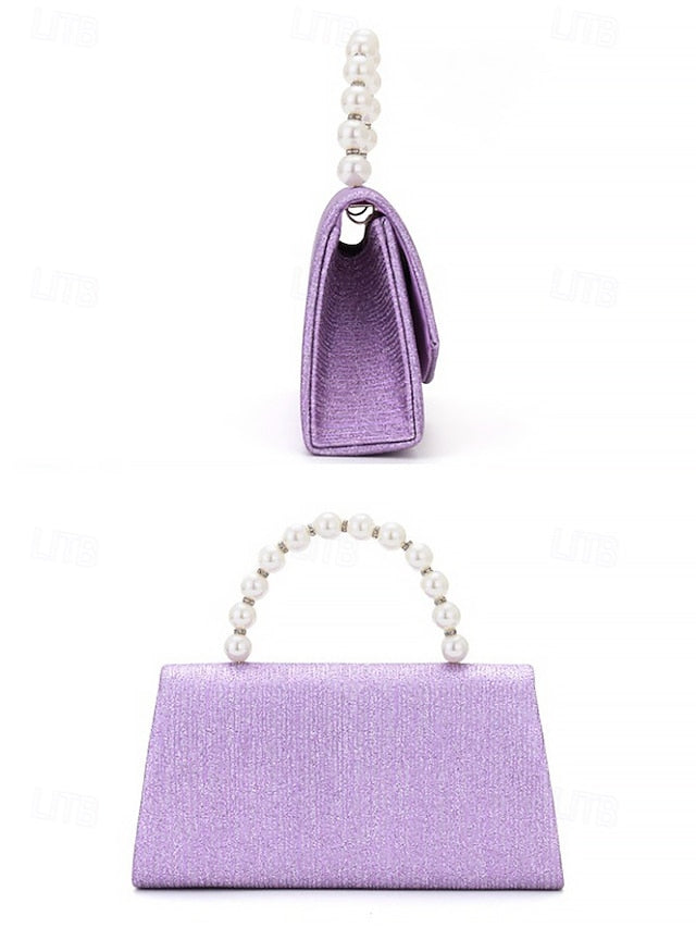 Glitter Pearl Purple Women's Bag with Handle Clutch –