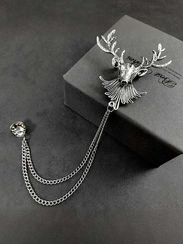 Christmas Lapel Pin with Men's Brooch Deer