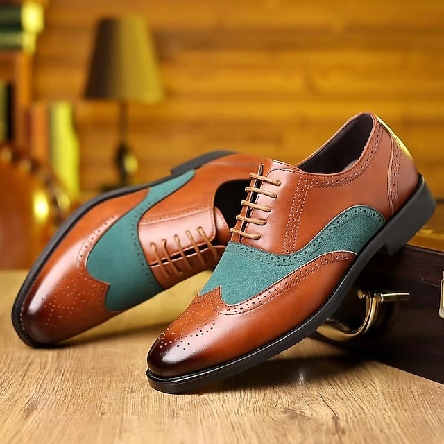 Shoes in and Green Oxford Wingtip Brown Men's Two-Tone –