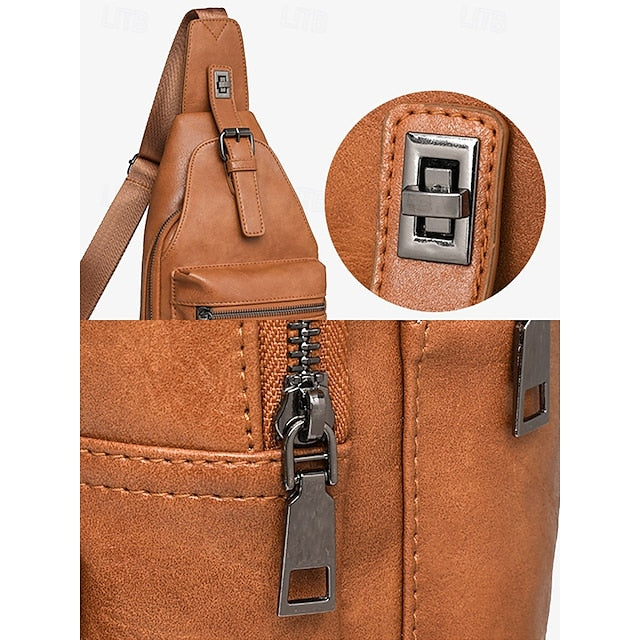 Sac bandoulière en similicuir marron pour femme