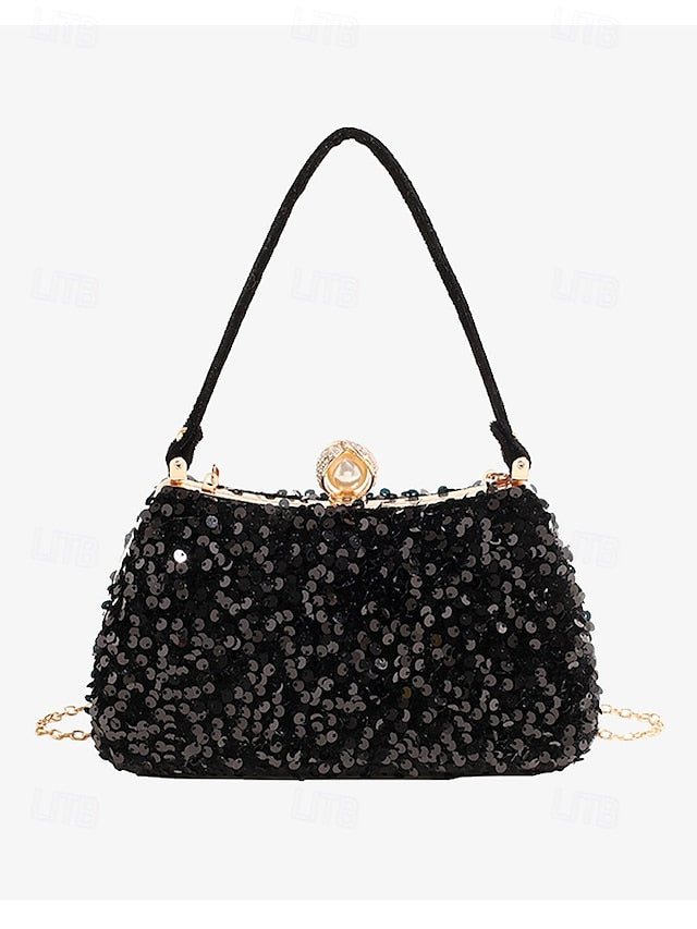 Black Pearl Clutch Sequin Accent Women's – with Evening