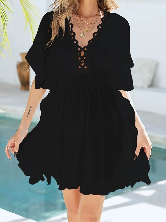 Women's Swimwear Cover Up Swim Dress Dress Swimsuit Cut Out