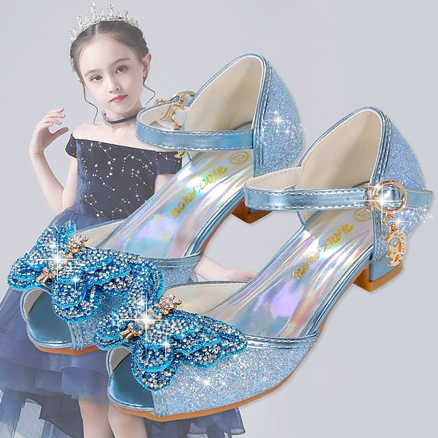 Girls' Princess Sparkly Shoes Bowknot Glitter Silver –
