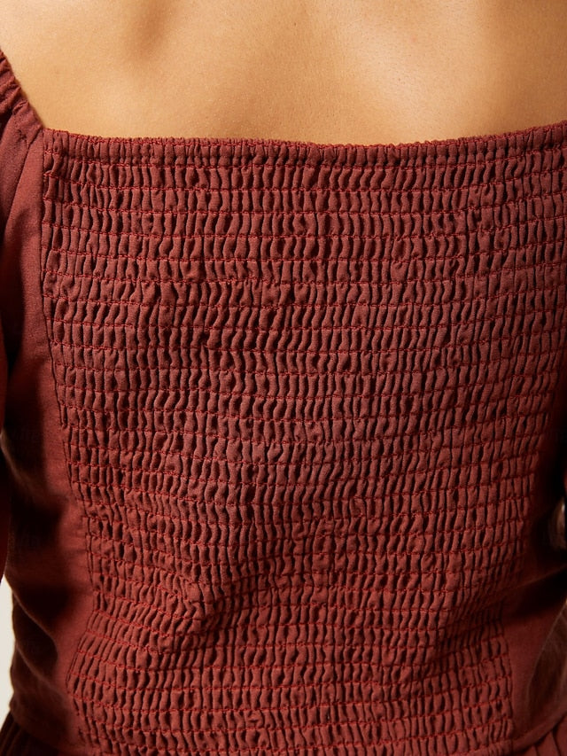 Lyocell-blend Smocked Blouse