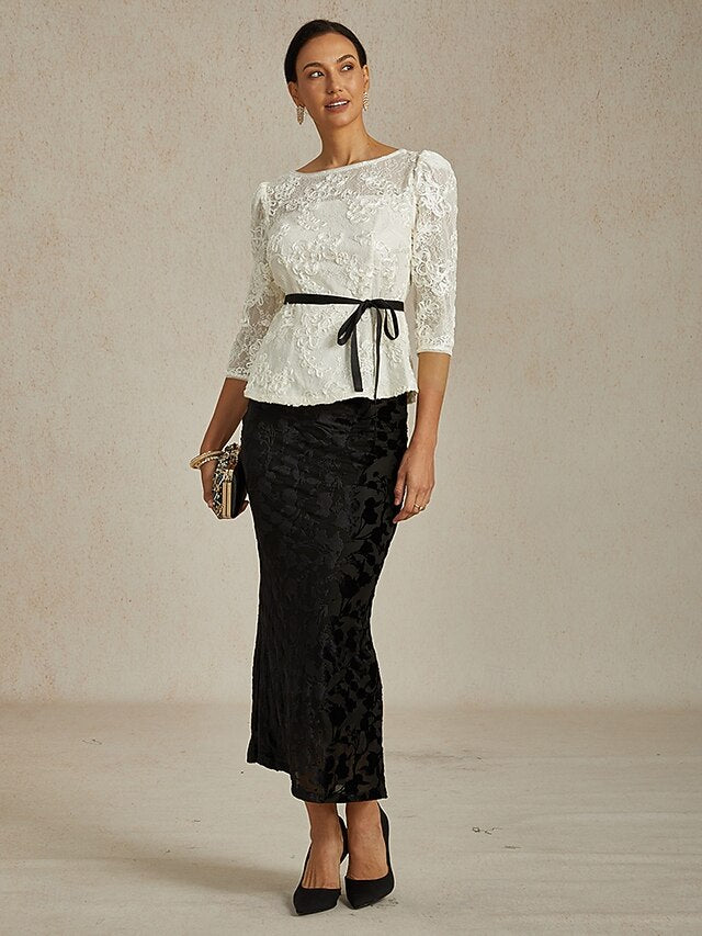 Women's Lace Tops Floral Graphic Elegant Stylish Boat Neck