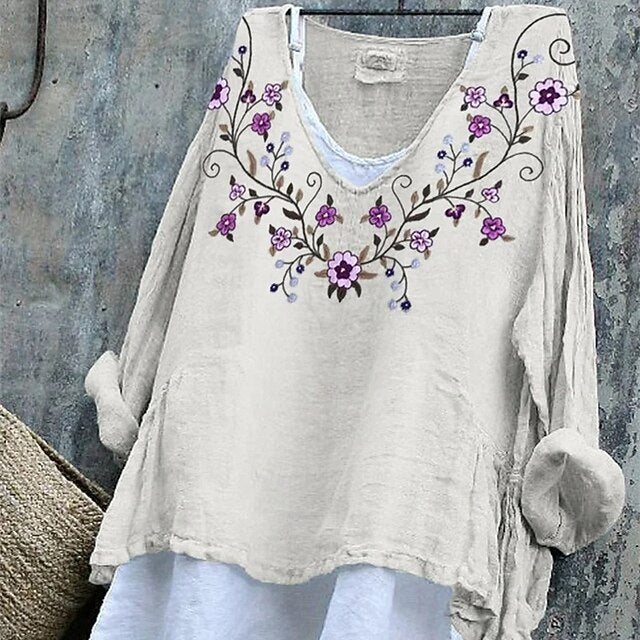 Women's T Shirt Tee Top Print Floral Fashion Modern Long