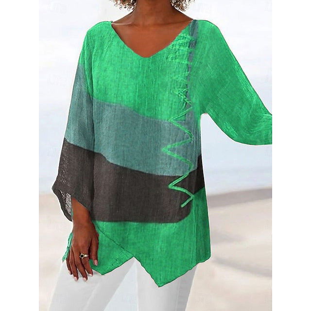 Women's Tunic Shirt Long Sleeve Asymmetrical Hem Blouse