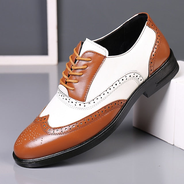 and Burgundy Shoes Wingtip Men's Oxford White Brogue