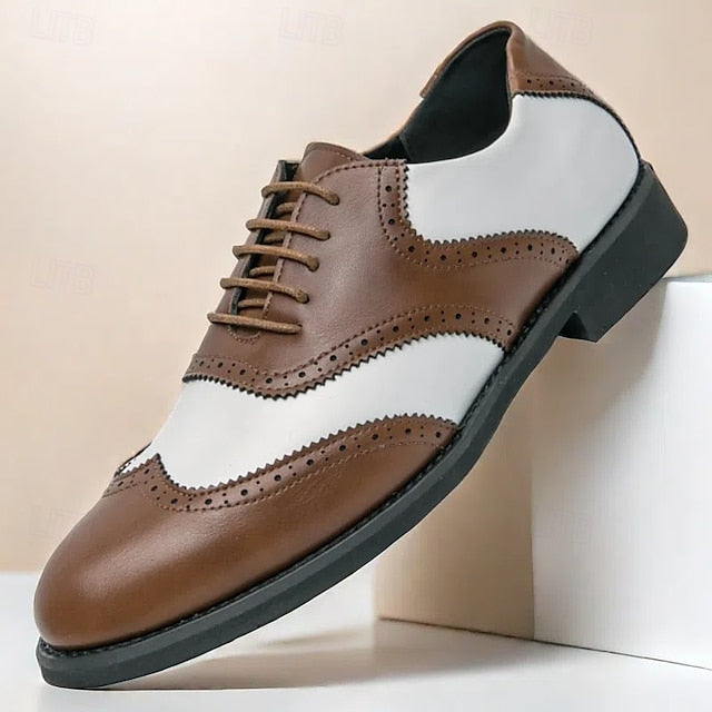 Shoes Brogue in Two-Tone Men's and White Oxford Wingtip
