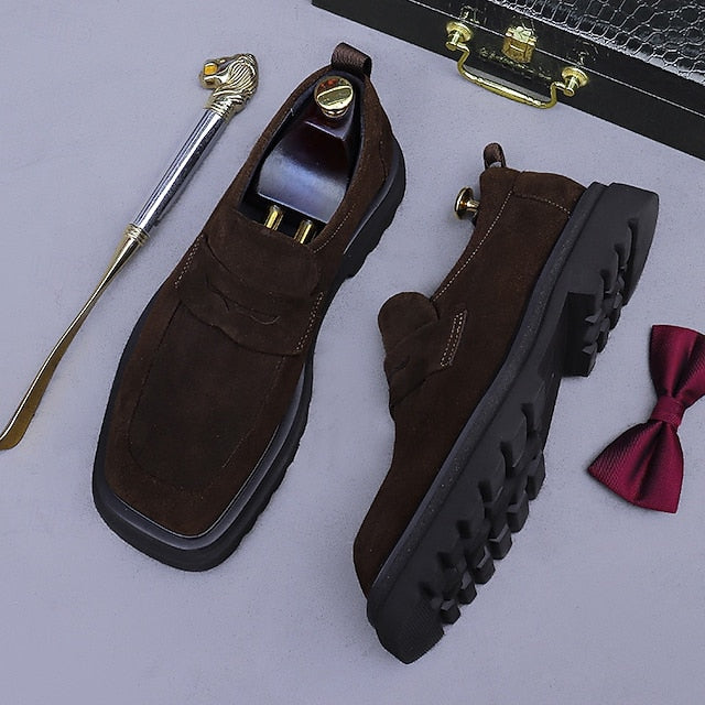 Loafers Cowhide Men's Suede -Classic Business Leather