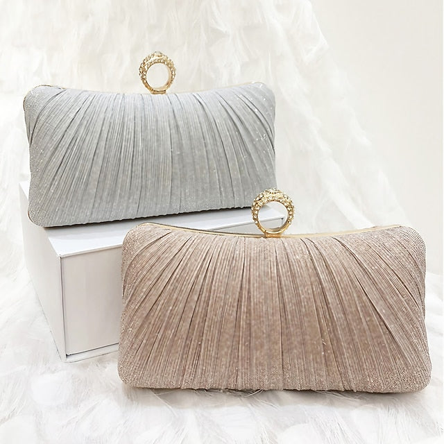 Rhinestone Elegant Ring Bag Gold Glitter Evening with Clutch