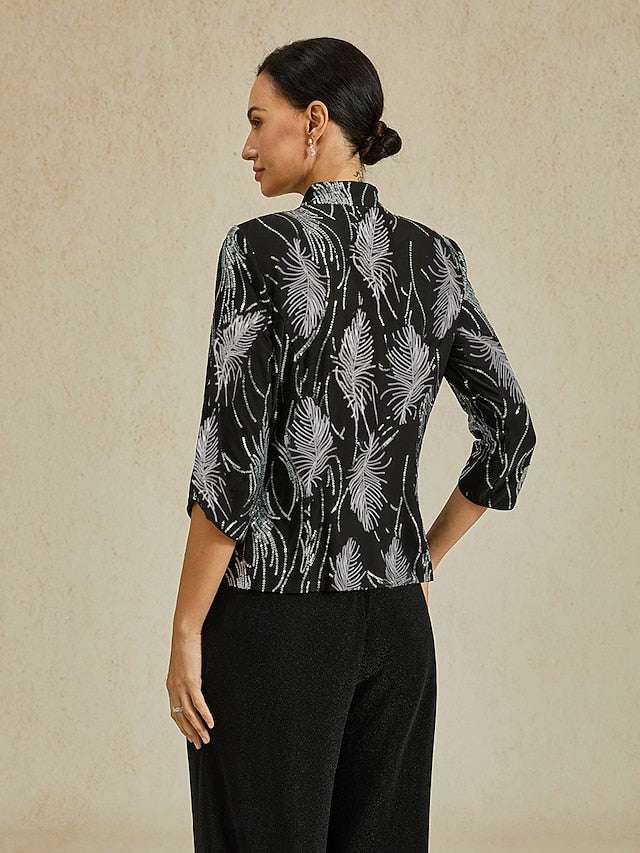 Women's Twinset Blouse Dressy Tops Evening Tops Feather