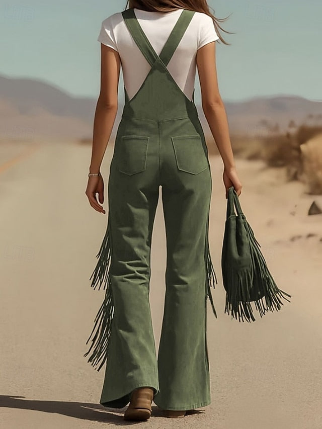 Women's Cargo Pants Wide Leg Bib Tights Overalls Fashion