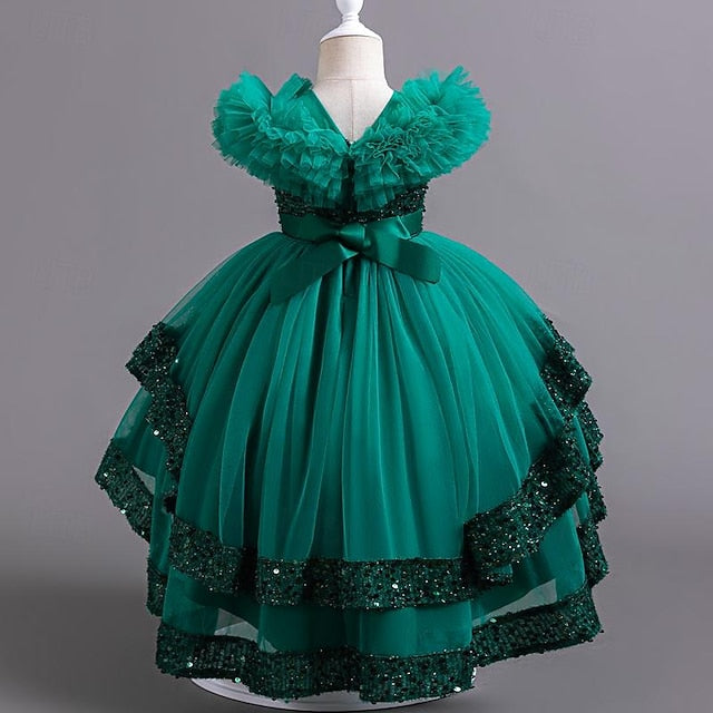 Kids Girls' Sleeveless Flower Party Sequin Girl Dress