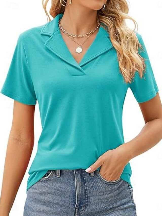 Women's Blouse Solid Color Daily Stylish Basic Short Sleeve