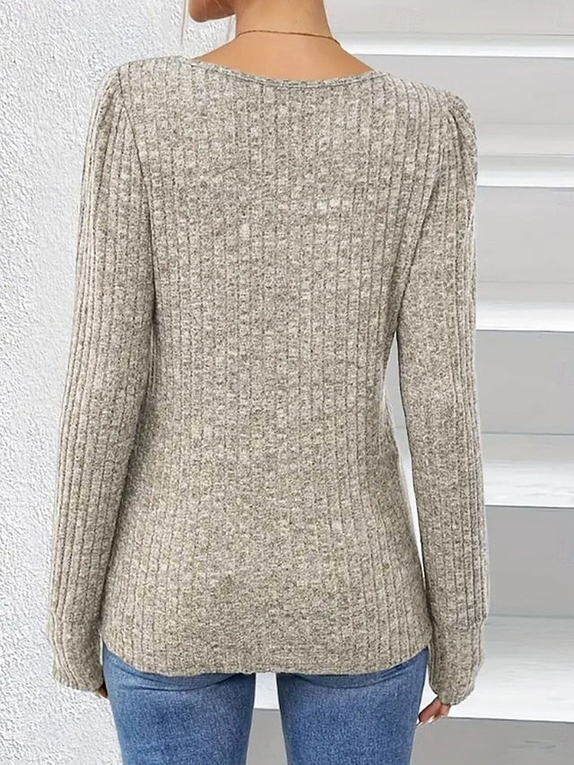 Women's Blouse Buttons Solid Color Stylish Casual Long