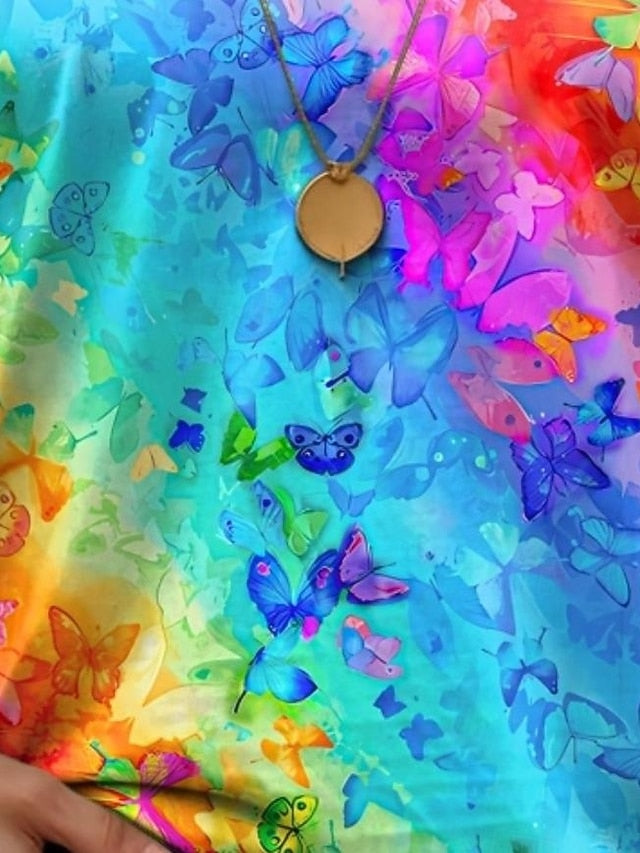 Women's T Shirt Print Gradient Casual Short Sleeve Round