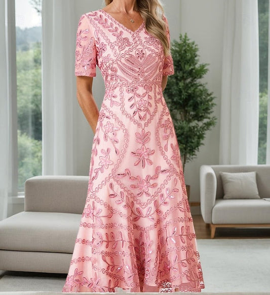 of the A-Line Dress V Party Bride Mother Vintage Elegant