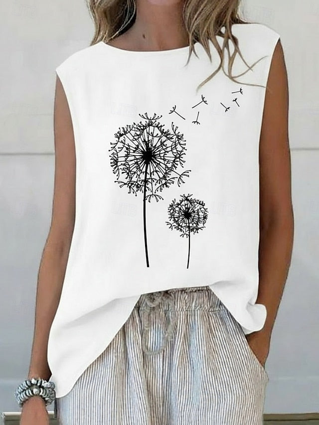 Women's Summer Tops Blouse Sleeveless Shirt Print Graphic