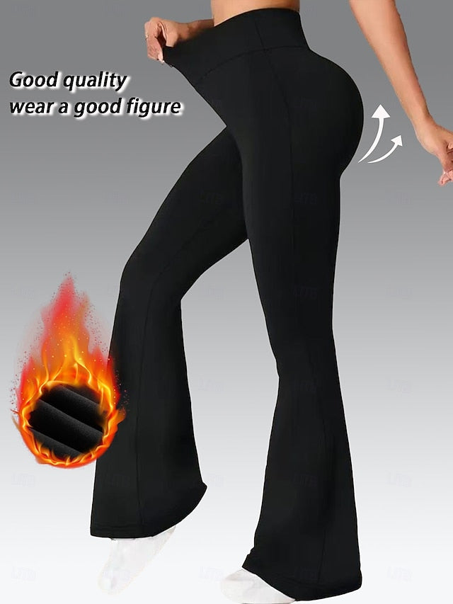 High waisted and hip lifting flared pants with plush insulation