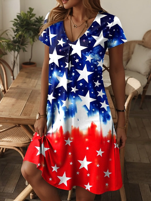 Women's Patriot Veteran Patriotic  Dress Mini Dress T Shirt