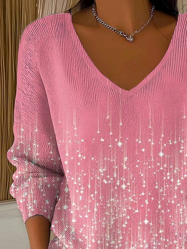 Women's T Shirt Ombre Graphic Elegant Fashion Casual Long