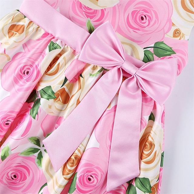 Short Flower Kids Floral Party Sleeve Dress Girls'