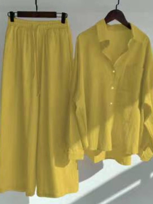 Women's Pants Sets Bolero Top Long Sleeve Shirt Collar