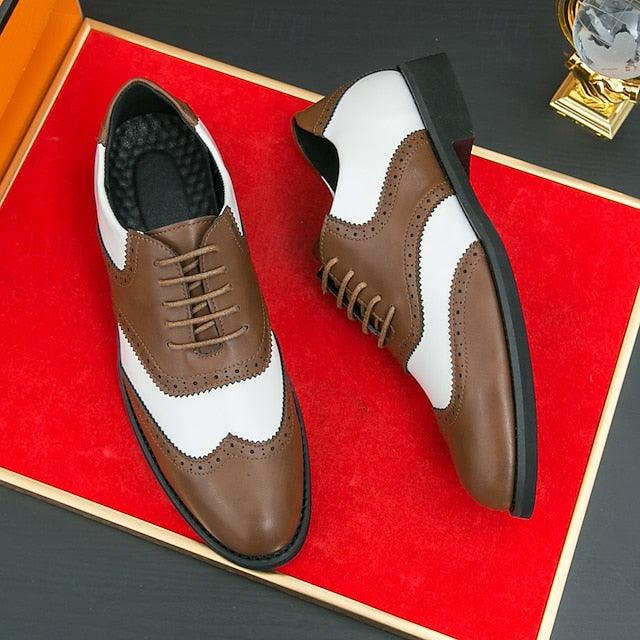 Shoes Brogue in Two-Tone Men's and White Oxford Wingtip