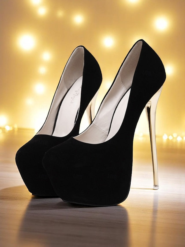 Stiletto Metallic Women's Suede and with Heels Red Platform
