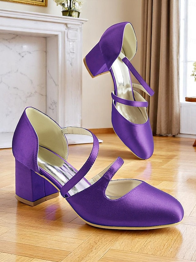 Jane 1950s Mary Elegant Green – Satin Block Heels Women's