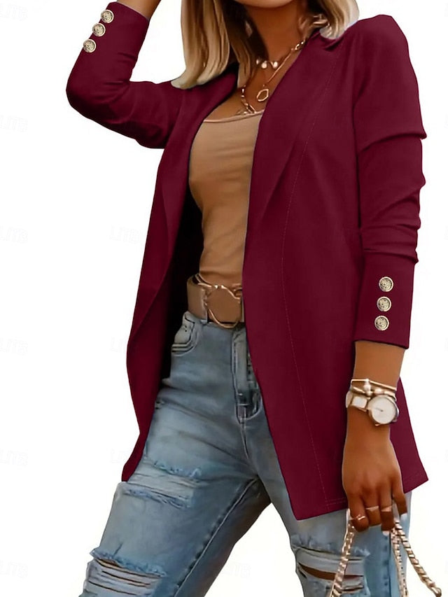 Women's Blazer Dress Pants Long Sleeve Shirt Collar Plain
