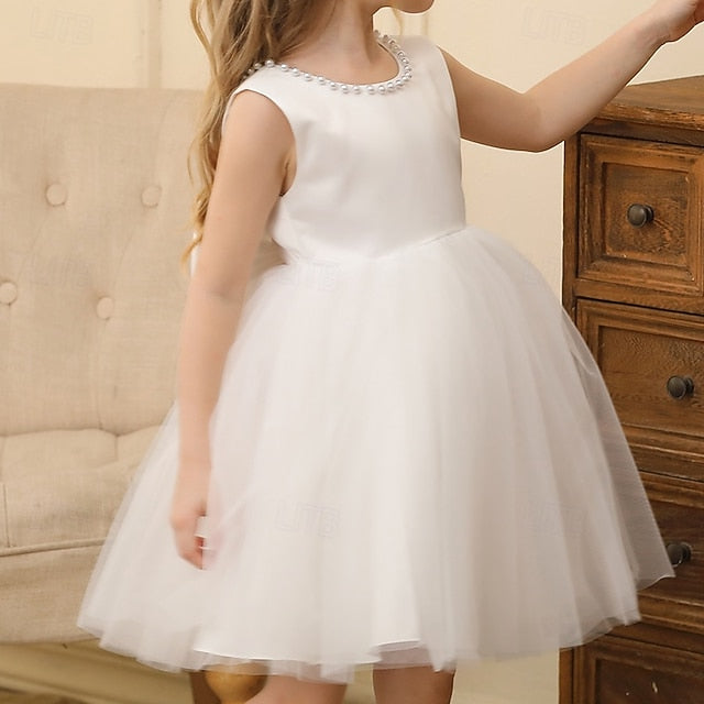 Wedding Dress Color Solid Sleeveless Party Kids Girls'
