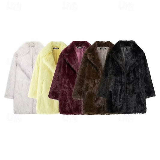 Furs Coat Faux Pocket Comfortable Fur Warm Women's