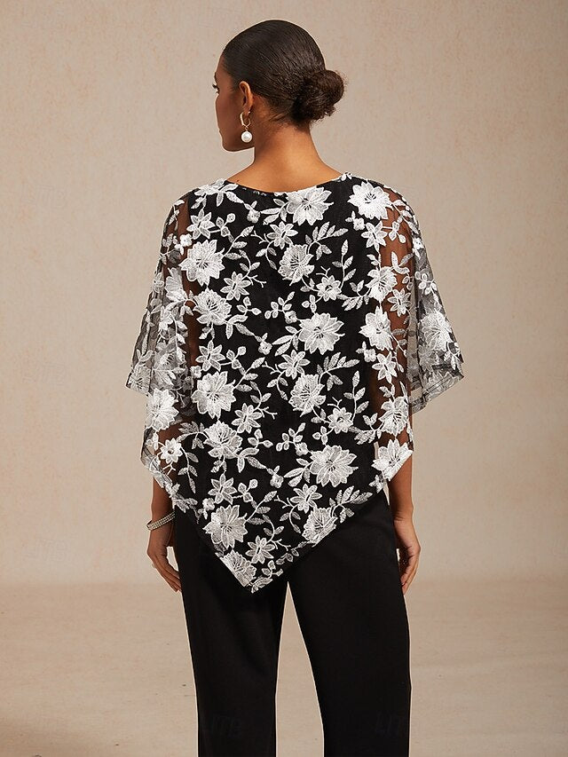 Women's Blouse Lace Tops Lace Embroidered Floral Elegant