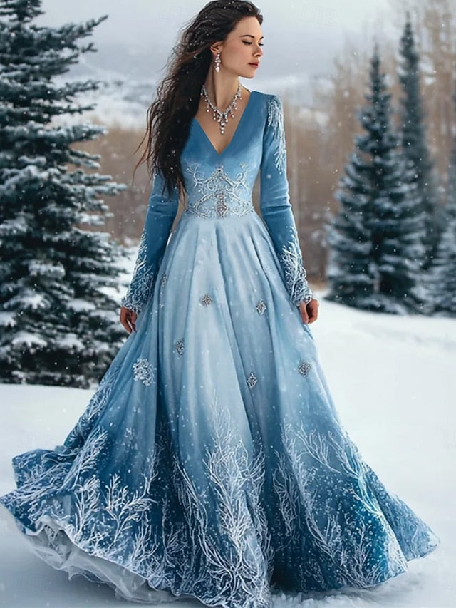 Christmas Women's Maxi Dress A Line Dress Pleated Dress