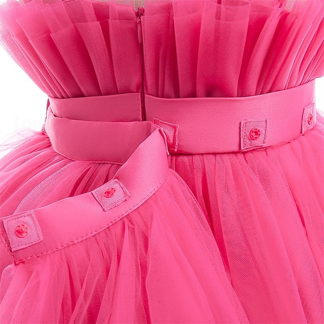 Kids Party Color Sleeveless Performance Girls' Solid Dress