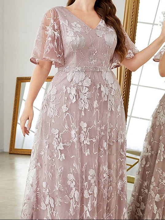 Dress V Size the Bride Mother Curve of Elegant Plus Neck